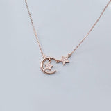 Moon and Star Necklace Rose gold nz