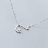 Moon and Star Necklace Silver nz