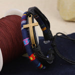 Multicolour leather cross bracelet nz