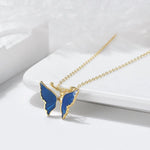 Navy Blue Butterfly Necklace Gold nz