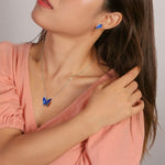 Navy Blue Butterfly Necklace nz