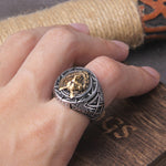Nordic wolf head ring 7 (54.4 mm) / Golden nz