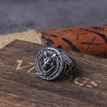 Nordic wolf head ring 7 (54.4 mm) / Silver nz