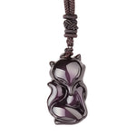 Obsidian fox pendant necklace nz