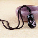 Obsidian fox pendant necklace nz