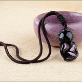 Obsidian fox pendant necklace nz