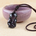 Obsidian fox pendant necklace nz