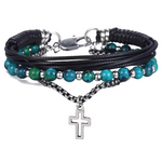 Onyx And Pearl Cross Bracelet Blue onyx nz