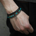 Onyx And Pearl Cross Bracelet nz