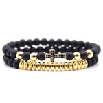 Onyx cross bracelet Gold nz