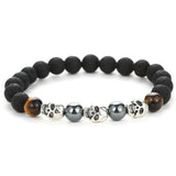 Onyx Skull Bracelet Black lava stone nz