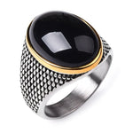 Onyx stainless steel ring nz