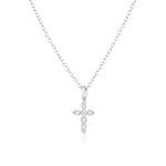 Oval diamond cross necklace for women Silver nz