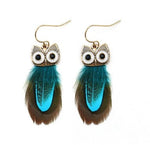 Owl feather turquoise earrings nz