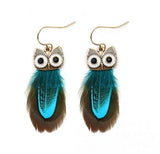 Owl feather turquoise earrings nz