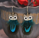 Owl feather turquoise earrings nz