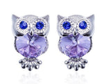Owl silver and crystal earrings nz