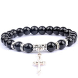 Pearl cross bracelet Agathe black nz