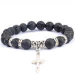 Pearl cross bracelet Black lava pearl nz