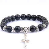 Pearl cross bracelet Matt black nz