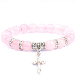 Pearl cross bracelet Rose quartz nz