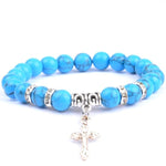 Pearl cross bracelet Turquoise blue nz