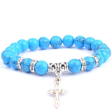 Pearl cross bracelet Turquoise blue nz