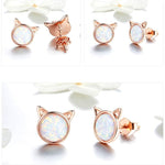 Pink and gold cat earrings nz