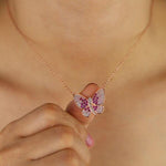 Pink butterfly necklace nz