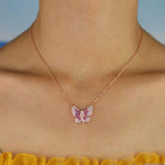 Pink butterfly necklace nz