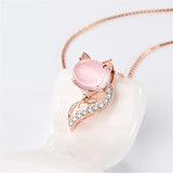Pink fox silver and pearl necklace nz