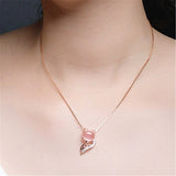 Pink fox silver and pearl necklace nz