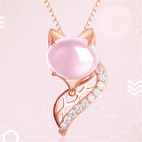 Pink fox silver and pearl necklace nz