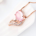 Pink fox silver and pearl necklace nz