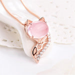 Pink fox silver and pearl necklace nz