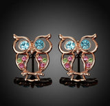 Pink gold owl earrings nz