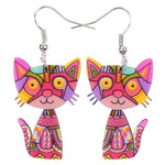 Pink mosaic cat earrings nz