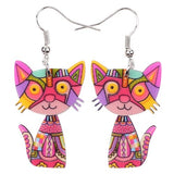 Pink mosaic cat earrings nz