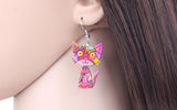 Pink mosaic cat earrings nz