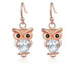 Pink owl gold earrings with zirconia nz