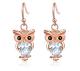 Pink owl gold earrings with zirconia nz