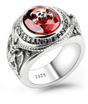 Pirate skull ring with red stone 57 mm nz