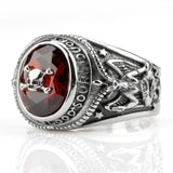 Pirate skull ring with red stone nz