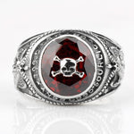 Pirate skull ring with red stone nz
