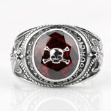Pirate skull ring with red stone nz