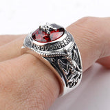 Pirate skull ring with red stone nz