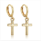 Polished steel cross earrings Gold nz