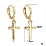 Polished steel cross earrings Gold nz