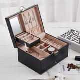 Premium Leather Jewellery Box Black nz