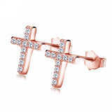 Prestige cross earrings Pink silver nz